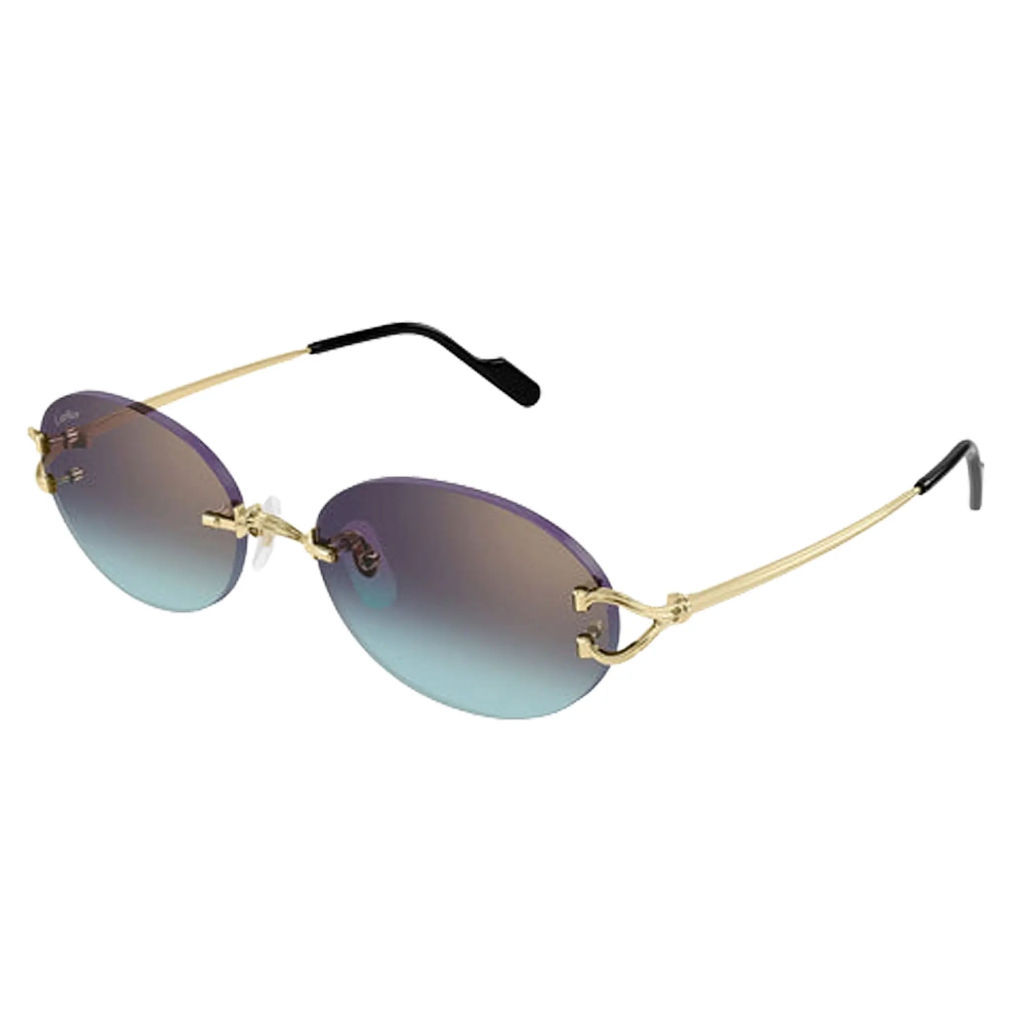 Cartier Eyewear CT0551S-008 Blue Gold Rimless Sunglasses